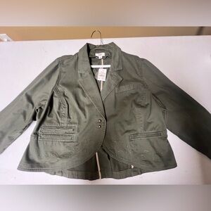 CATO PLEATED PONTE BLAZER. OLIVE GREEN. PLUS SIZE 18-20. BEAUTIFUL STITCHING